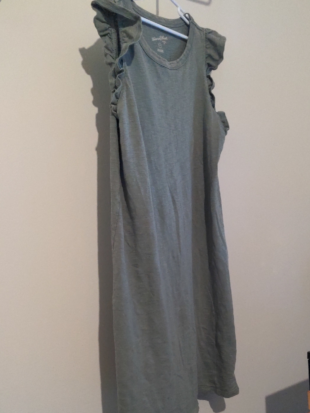 Women Size m Universal Thread Light Olive Green Ruffles Tank Dress